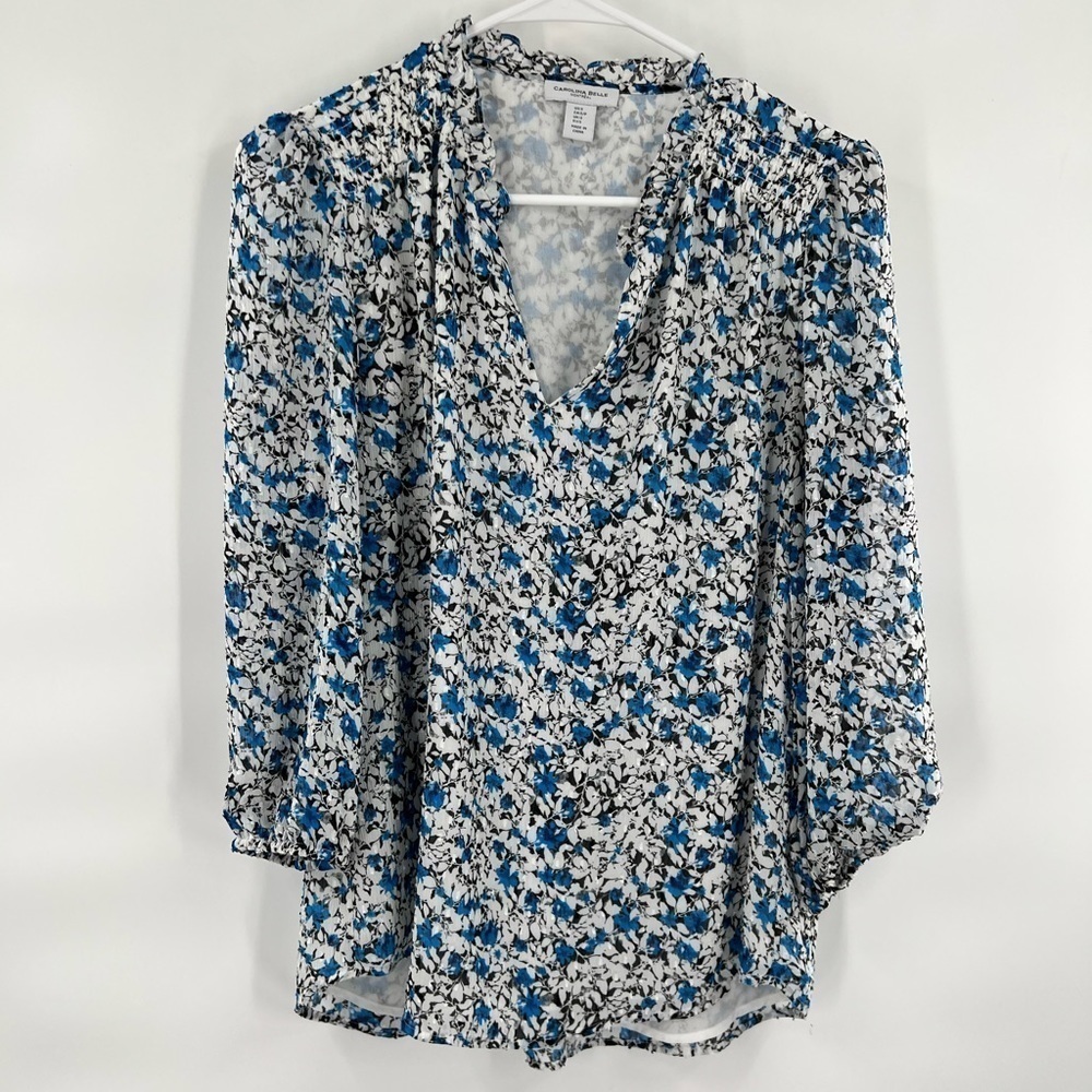 Carolina Belle blue floral blouse size S